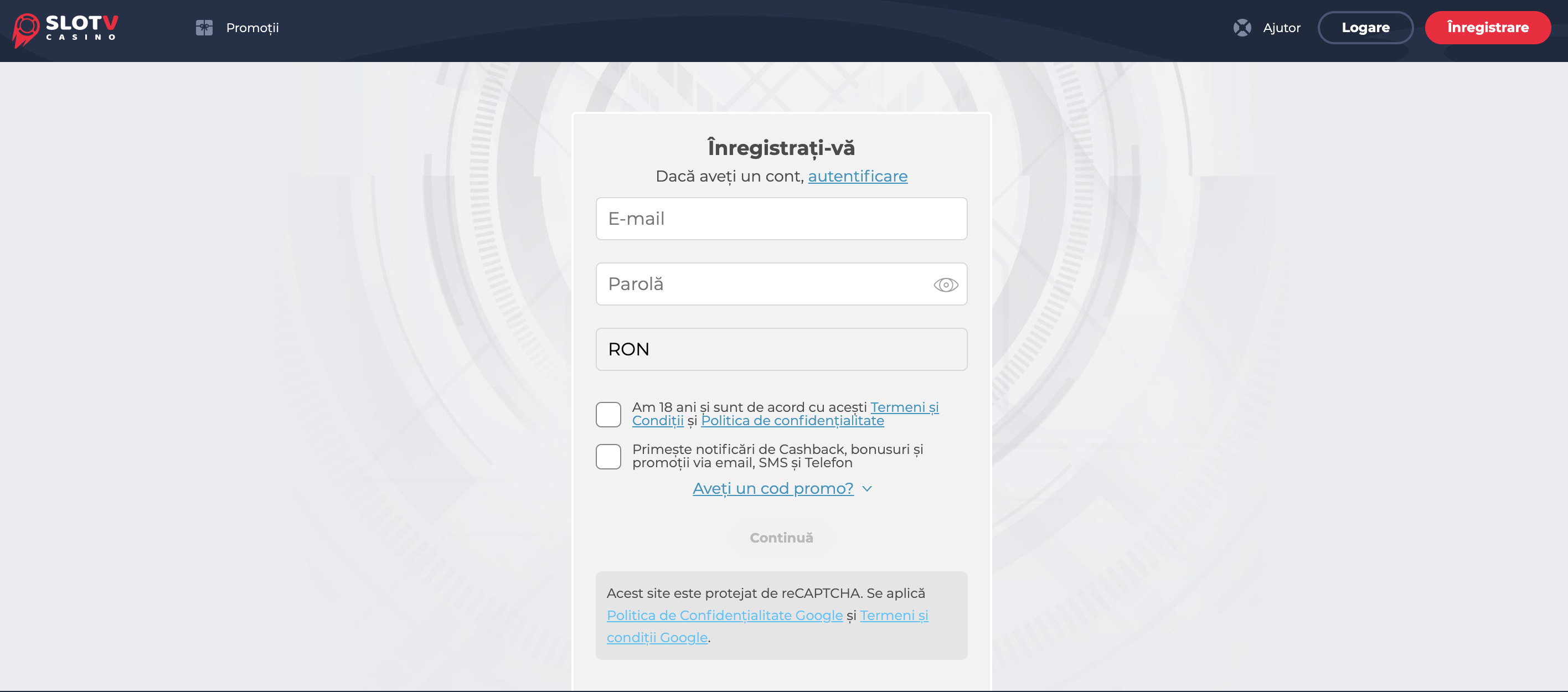 Înregistrare procedura slotv